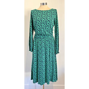 BODEN Evelyn Jersey Knit Midi Dress Pockets Green Blue Spring St Pattys Size 8P